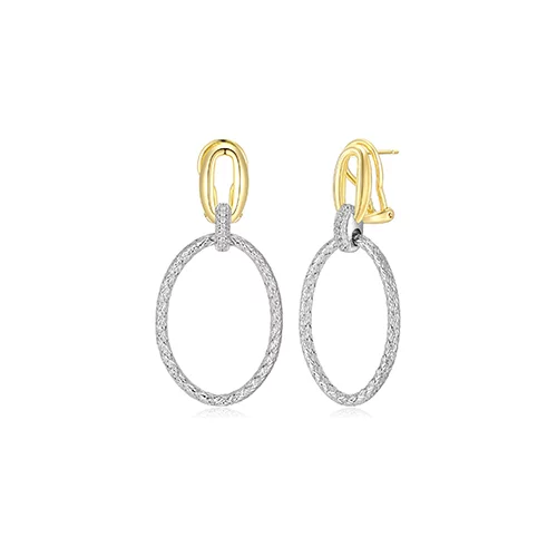 Charles Garnier Sterling Silver "Gleam" CZ Mesh Circle Drop Earrings - Silver and Gold