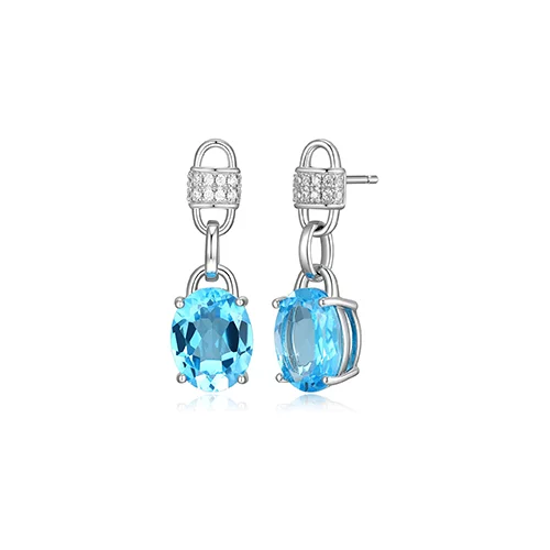 Charles Garnier Sterling Silver "Prism" Genuine Topaz & CZ Stud Earrrings - Silver