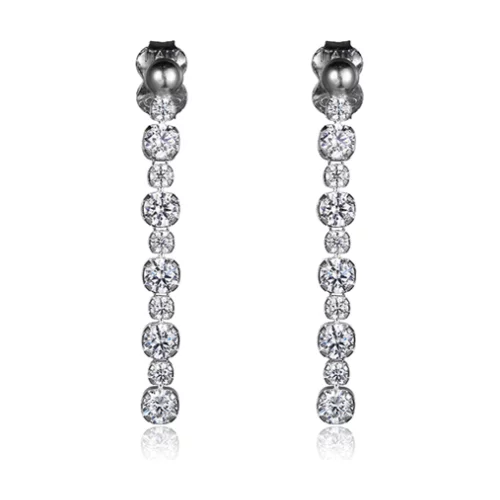 Diamondlite Cubic Zirconia Long Drop Earrings in Silver