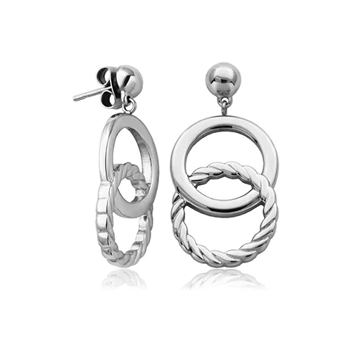 CJ Steelx Interlock Drop Earring - Silver