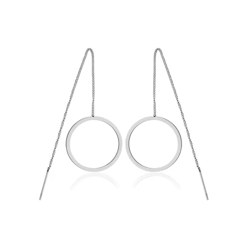 CJ Steelx Circle Chain Threader Earrings - Silver