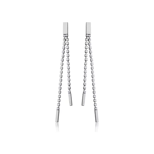 CJ Steelx CZ Dangle Earrings - Silver
