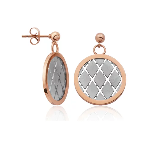 CJ Steelx Grid Earrings - Silver and Rose Gold