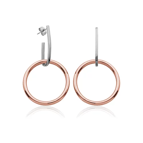 CJ Steelx 2-in1 Earrings - Silver and Rose