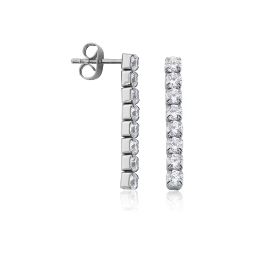 CJ Steelx CZ Drop Earrings - Silver