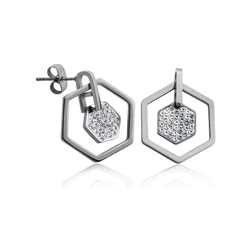 CJ Steelx Hexagon Earring with Preciosa Crystal