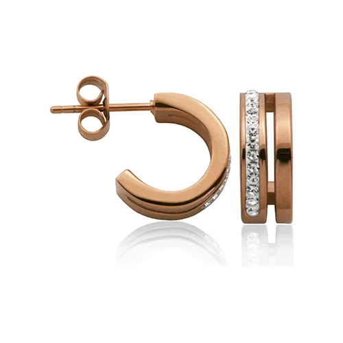 CJ Steelx Half Hoop Preciosa Crystal Earrings - Rose Gold