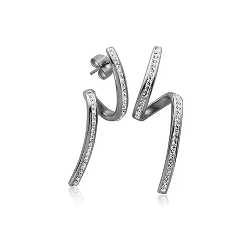 CJ Steelx Spiral Crystal Earrings - Silver