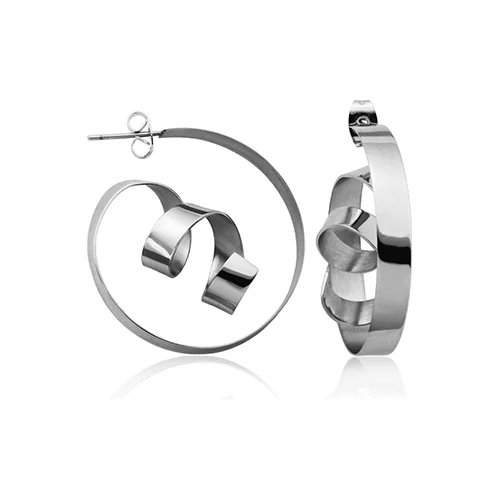 CJ Steelx Stainless Steel Spiral Hoop Earrings