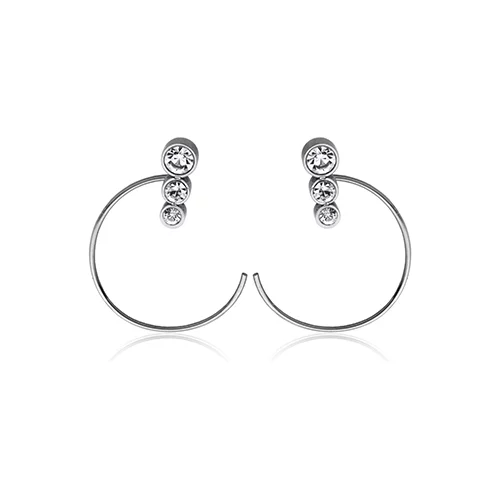 CJ Steelx Stainless Steel Slider Hoop Earrings with Preciosa Crystal