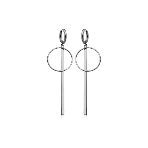 CJ Steelx Bar Disc Huggie Stainless Steel Earrings