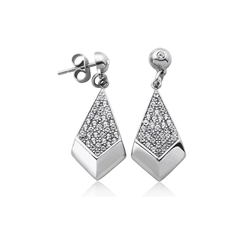 CJ Steelx Diamond Shape Stainless Steel Earrings with Cubic Zirconia
