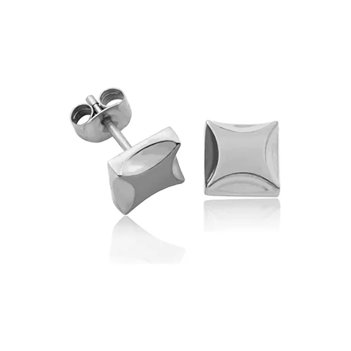 CJ Steelx 8mm Square Diamond Cut Stainless Steel Earrings