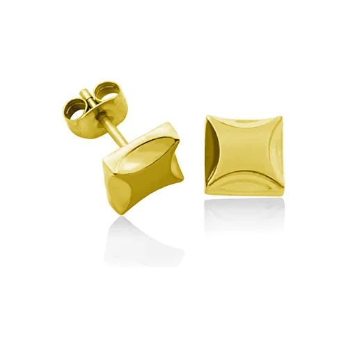 CJ Steelx 8mm IP Gold Square Diamond Cut Stainless Steel Earrings