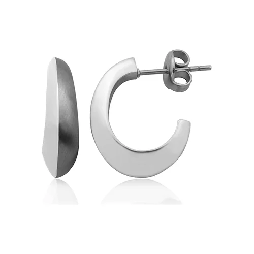 CJ Steelx Half High Polish J Hoop Stainless Steel Earrings