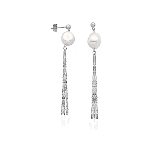 CJ Steelx Genuine Pearl tassel Earrings