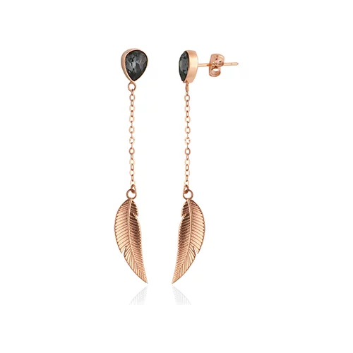 CJ Steelx Dangle Leaf Earring in IP Rose Gold