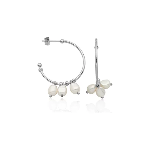 CJ Steelx Genuine Pearl Hoop Earrings