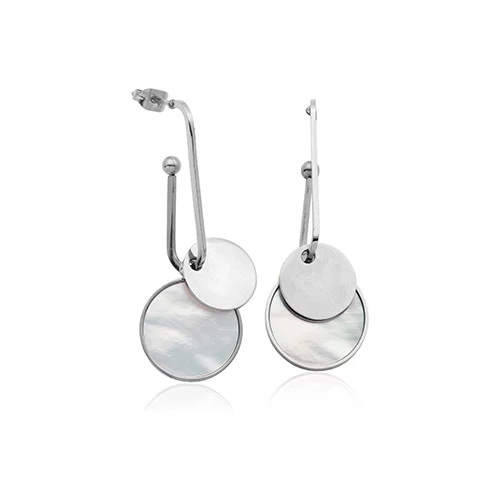 CJ Steelx Mother of Pearl (Removeable) Pin Earrings - Silver