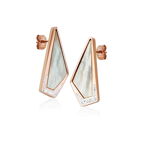 CJ Steelx Mother of Pearl Geometric Earrings - Rose Gold