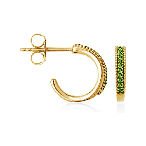 CJ Steelx "August" Peridot Crystal Huggie Hoop Earrings - Light Green