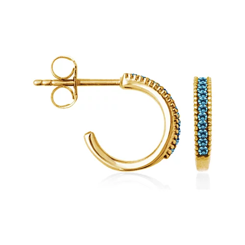 CJ Steelx "December" Blue Topaz Crystal Huggie Hoop Earrings - Light Blue