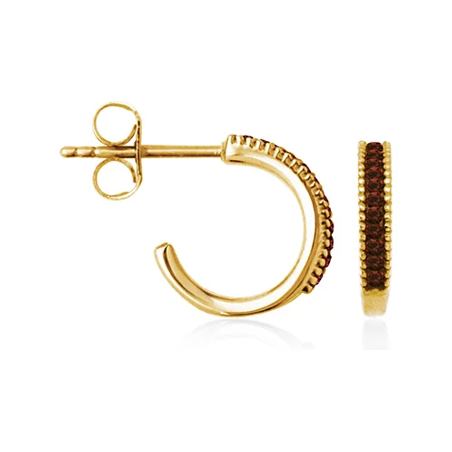 CJ Steelx "January" Garnet Crystal Huggie Hoop Earrings - Red