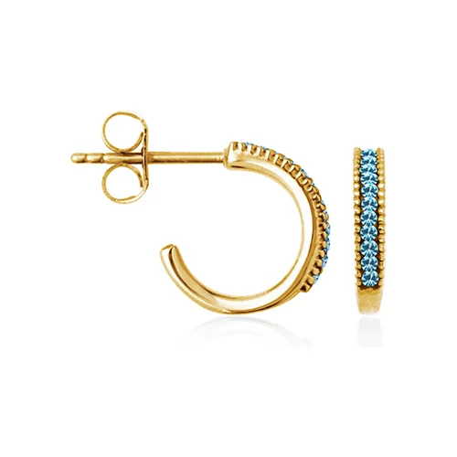 CJ Steelx "March" Aquamarine Crystal Huggie Hoop Earrings - Blue