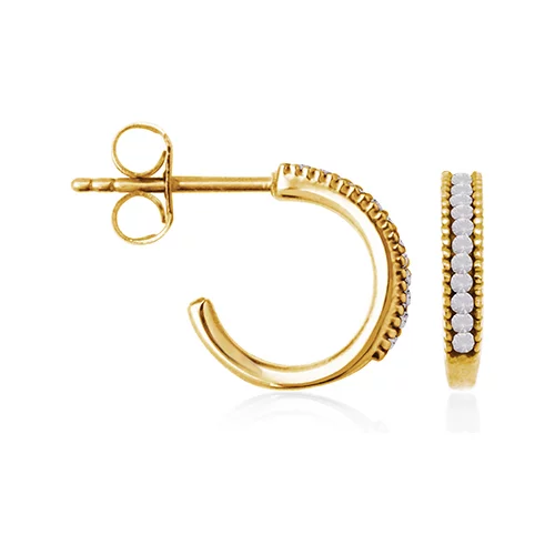 CJ Steelx "October" Opal Crystal Huggie Hoop Earrings - White