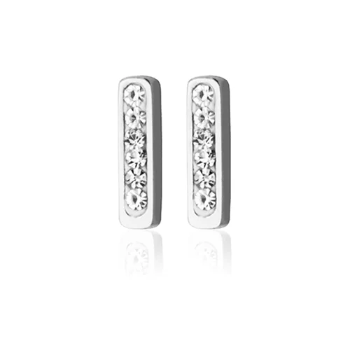 CJ Steelx Cubic Zirconia Bar Earrings - Silver