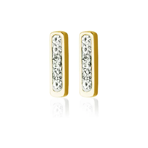 CJ Steelx Cubic Zirconia Bar Earrings - Gold