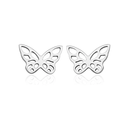 CJ Steelx Butterfly Stud Earrings - Silver