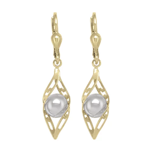 10K Gold and Silver Fashion Drop Earrings - 2.1gm