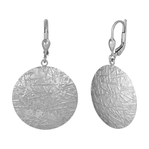 10K Silver Sphere Shaped Drop Earrings