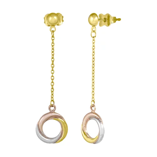 10K Gold, Silver and Rose Gold Fashion Drop Earrings - 1.2gm