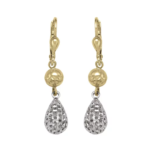10K Gold and Silver Drop Earrings - 2.4gm