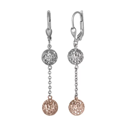 10K Rose Gold and Silver Fashion Drop Earrings - 2.4gm