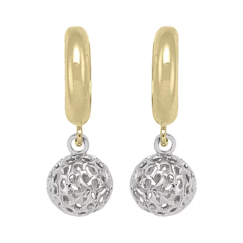 10K Gold and Silver Drop Earrings - 2.0gm
