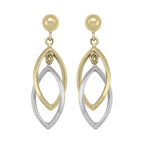 10K Gold and Silver Fashion Drop Earrings -1.9gm