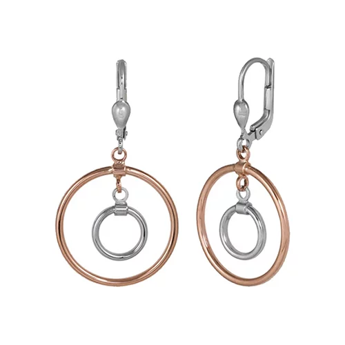 10K Rose Gold and Silver Fashion Drop Earrings