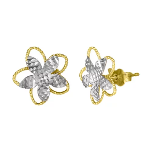 10K Two-Tone Gold Flower Stud Earrings