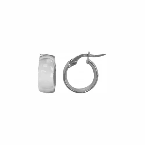 14K White Gold Domed Hoop Earrings - 1.3 gm