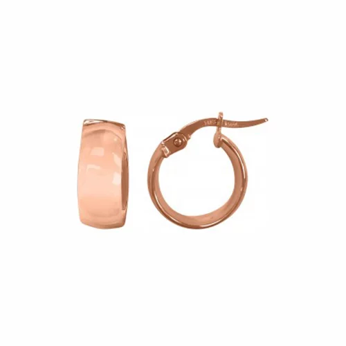 14K Pink Gold Domed Hoop Earrings - 1.3 gm