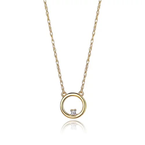10K Gold Open Circle Necklace with Diamond - Gold