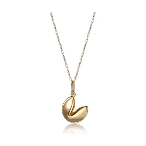 10K Gold Lucky Fortune Cookie Necklace - Gold