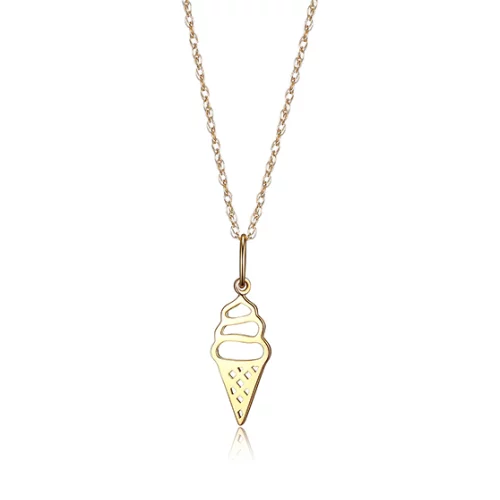 10K Gold Ice Cream Cone Necklace - Gold