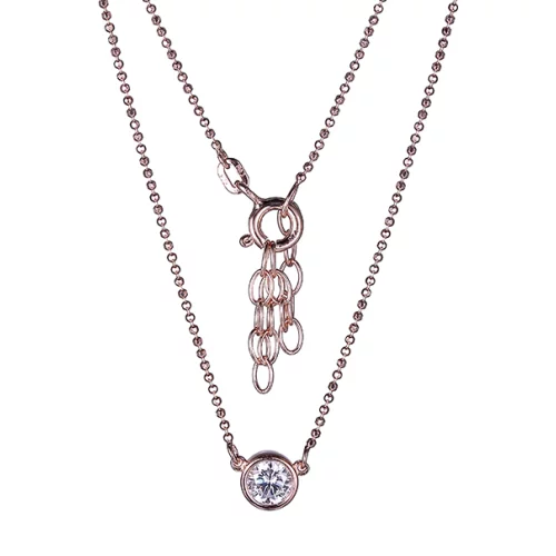 Colliers solitaires en zircone cubique Diamondlite de 5 mm en or rose.