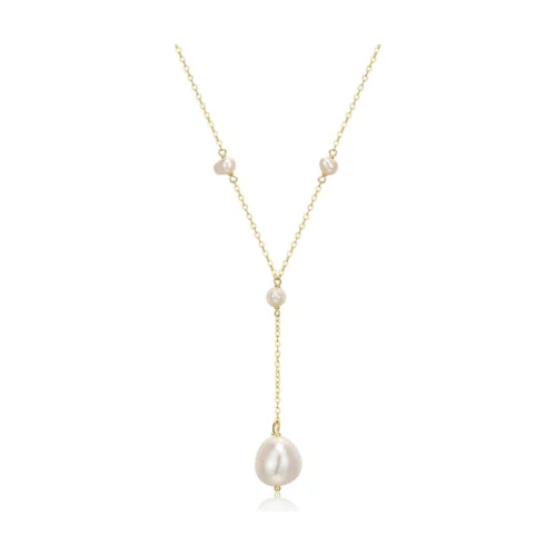 Collier en Y avec perle baroque de 11 mm - Or