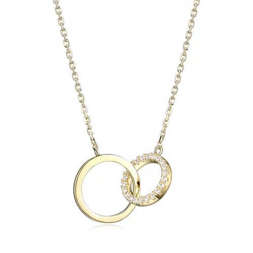 Collier à double cercle en zircone cubique Diamondlite - Or
