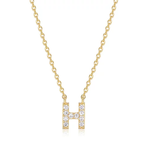 Collier initiale mini H en zircone cubique Diamondlite - Or